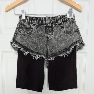 🔷NWT - Kendall & Kylie Black Combination  Cut-Off Jean And Bike Shorts In One